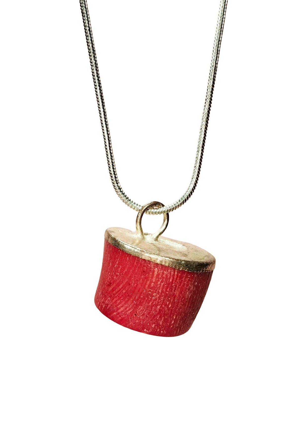 Shop58 Mercan Doğal Taşı Zincirli El Yapımı Kolye Uç: 1,5 cm Zincir: 20 cm Kutulu