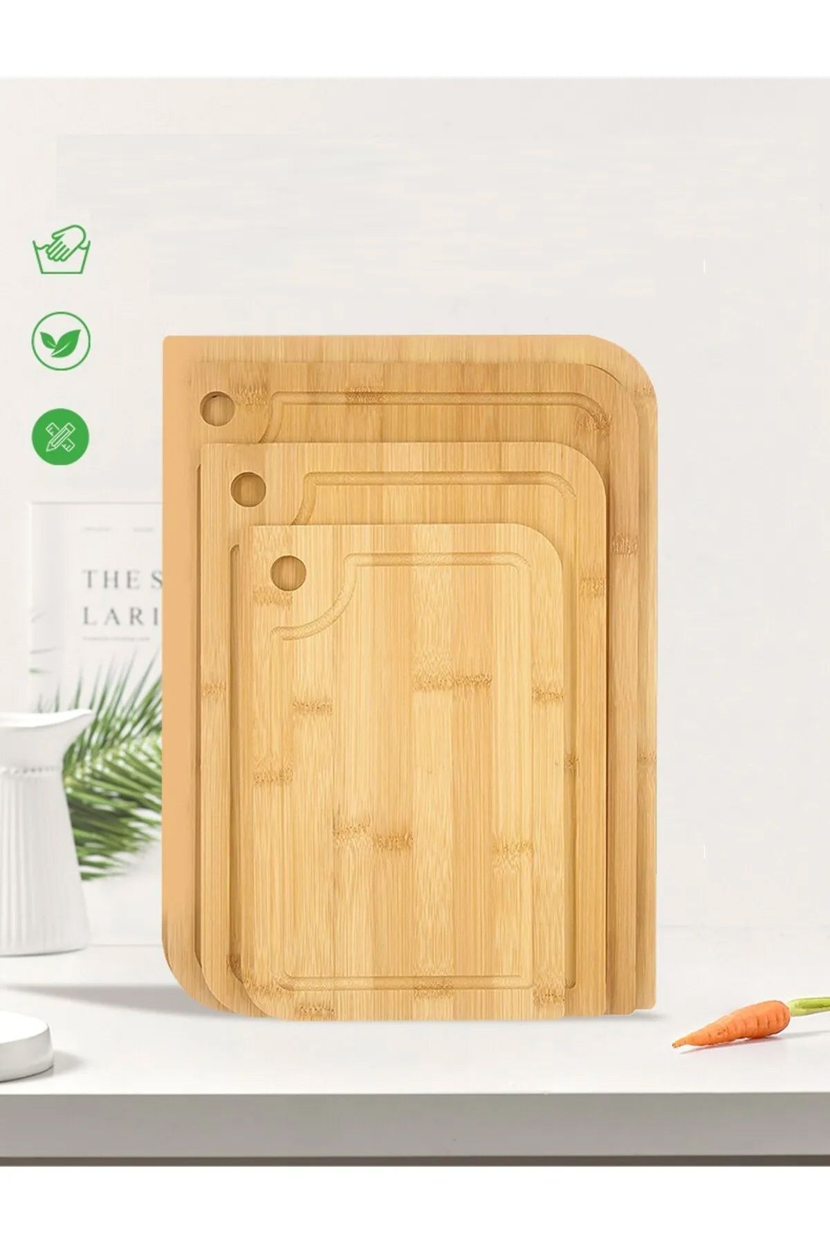 Shop58 Rossel Premium 3'lü Bambu Kesim Panosu