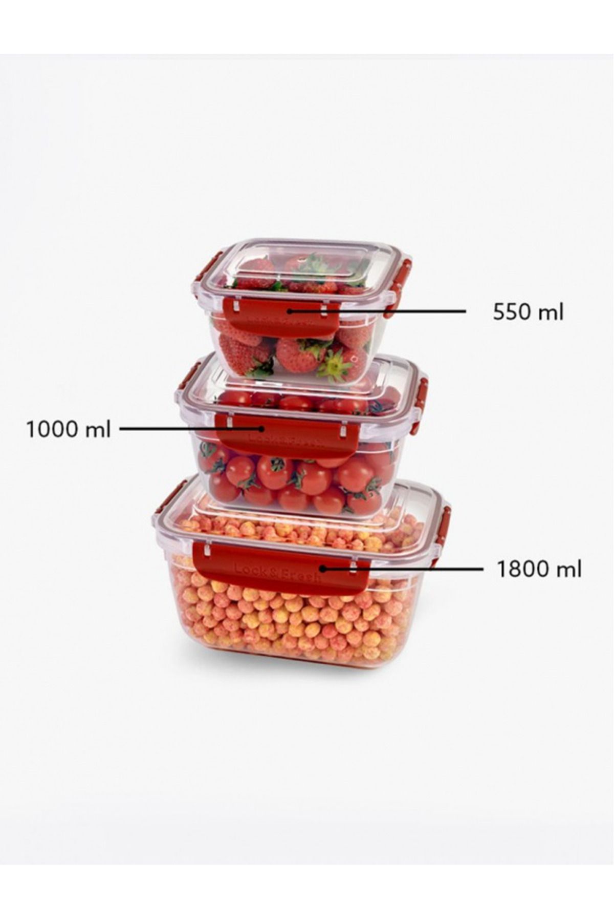Shop58 Master Dikdörtgen Saklama Seti 3'lü 550-1000-1800 Ml Royaleks-30866