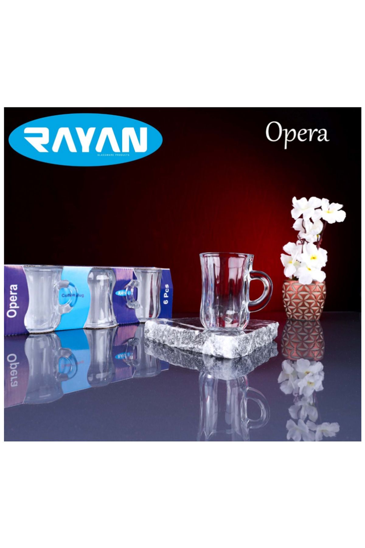 Shop58 Rayan Opera 6'lı Kulplu Çay Bardağı