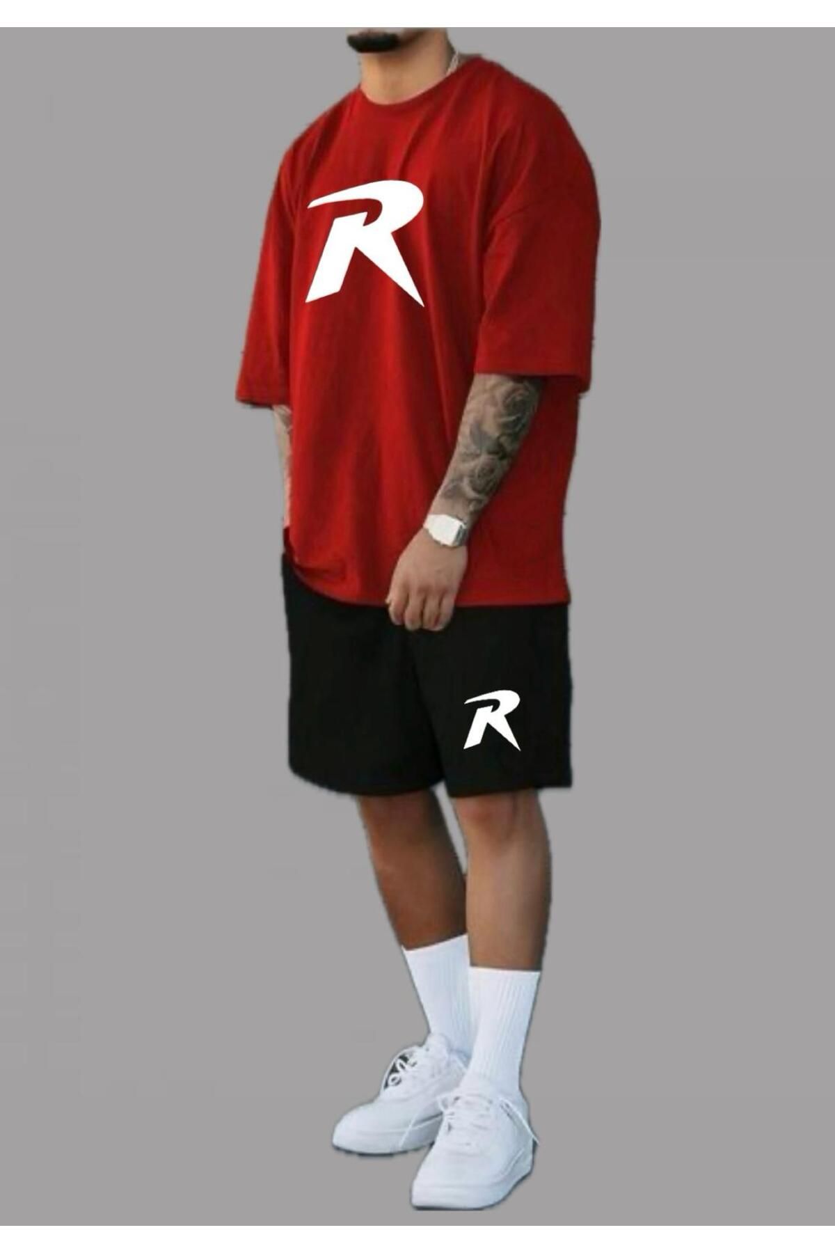 woonkey UNISEX R BASKILI BİSİKLET YAKA ŞORT TİŞÖRT 2'Lİ TAKIM