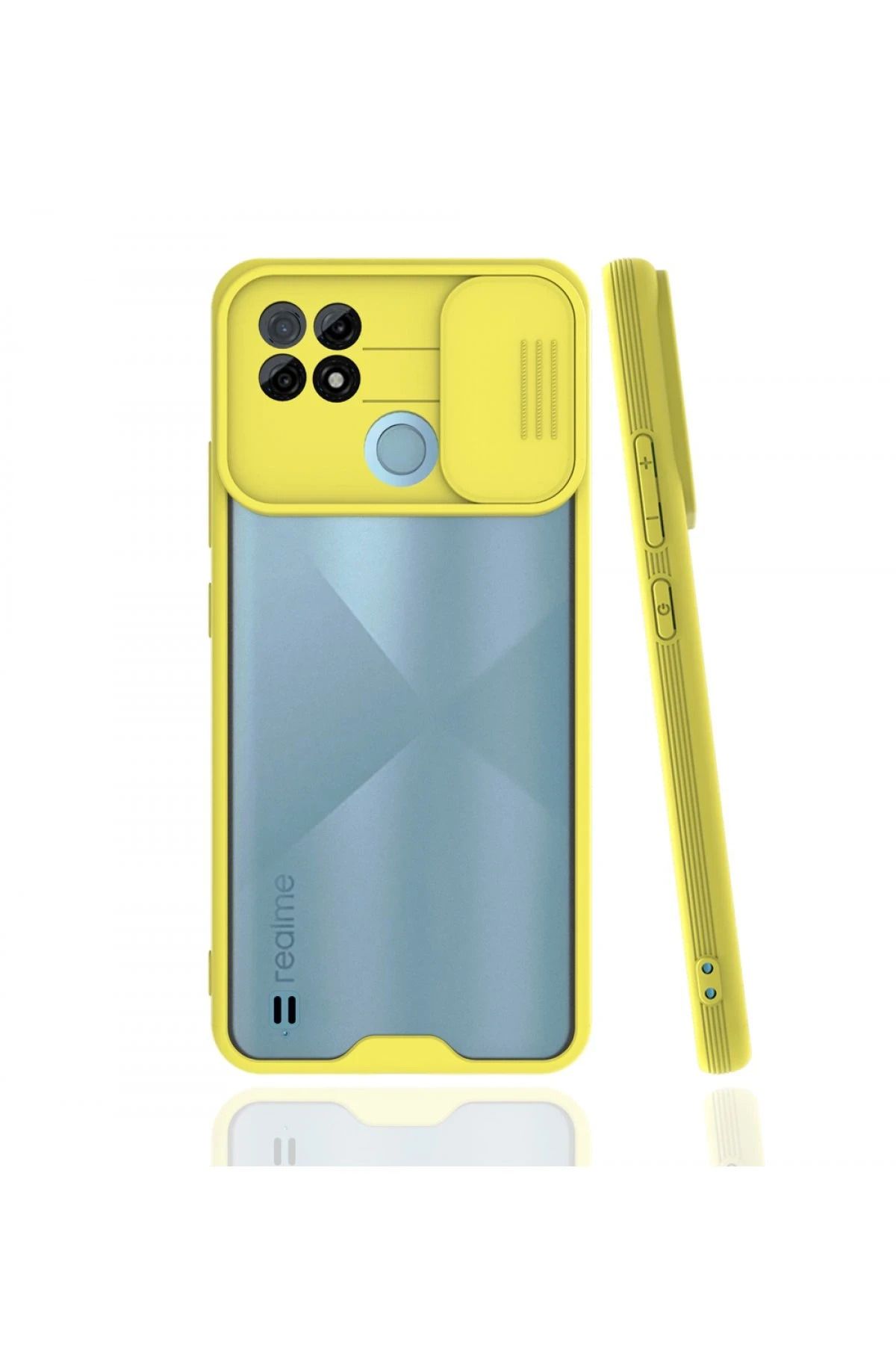 NewFace Realme C21 Kılıf Platin Kamera Koruma Silikon - Sarı SVLRS