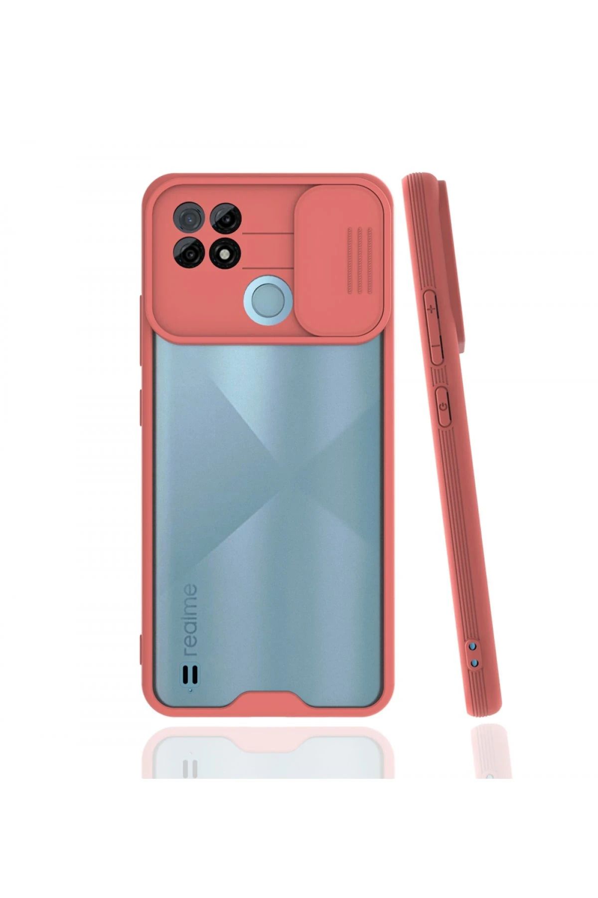 NewFace Realme C21 Kılıf Platin Kamera Koruma Silikon - Pembe SVLRS