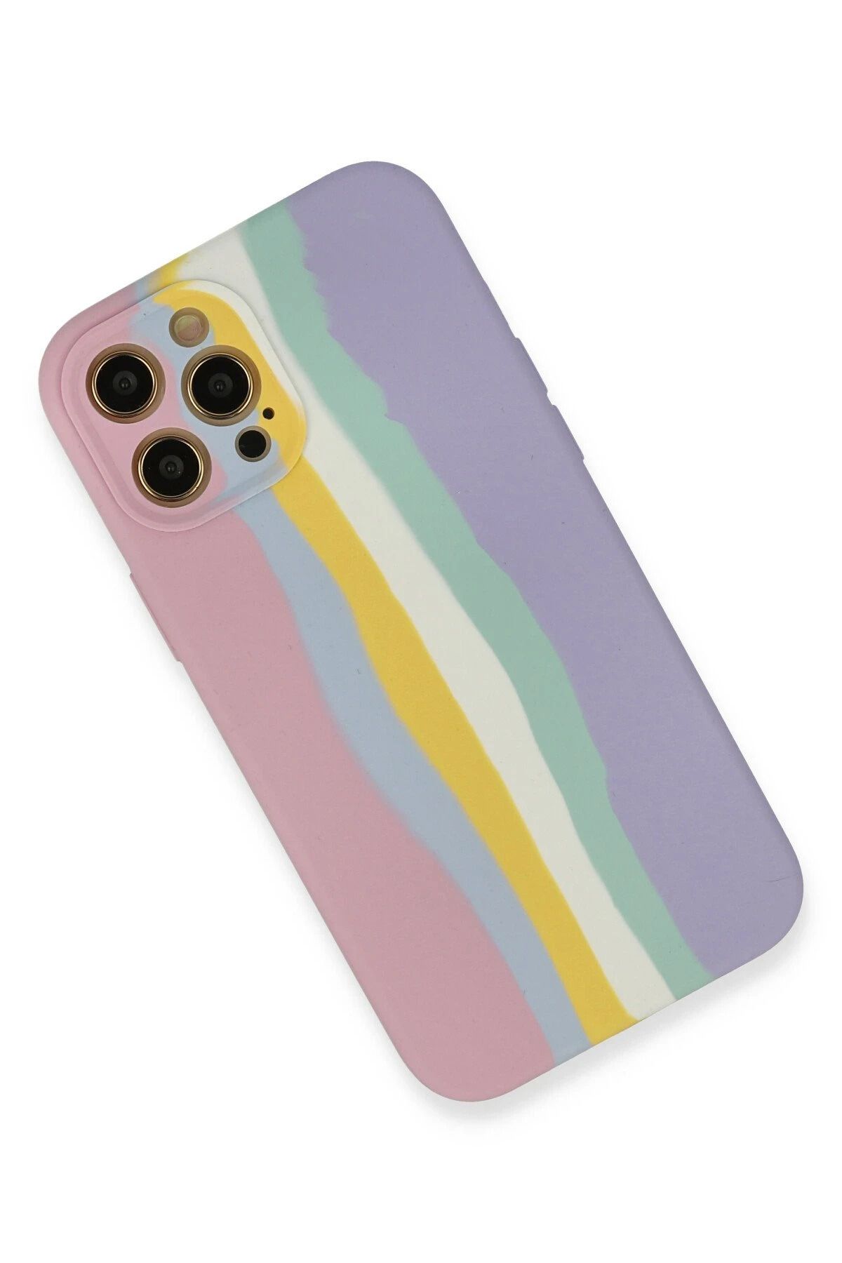NewFace iPhone 12 Pro Max Kılıf Ebruli Lansman Silikon - Pembe-Lila SVLRS