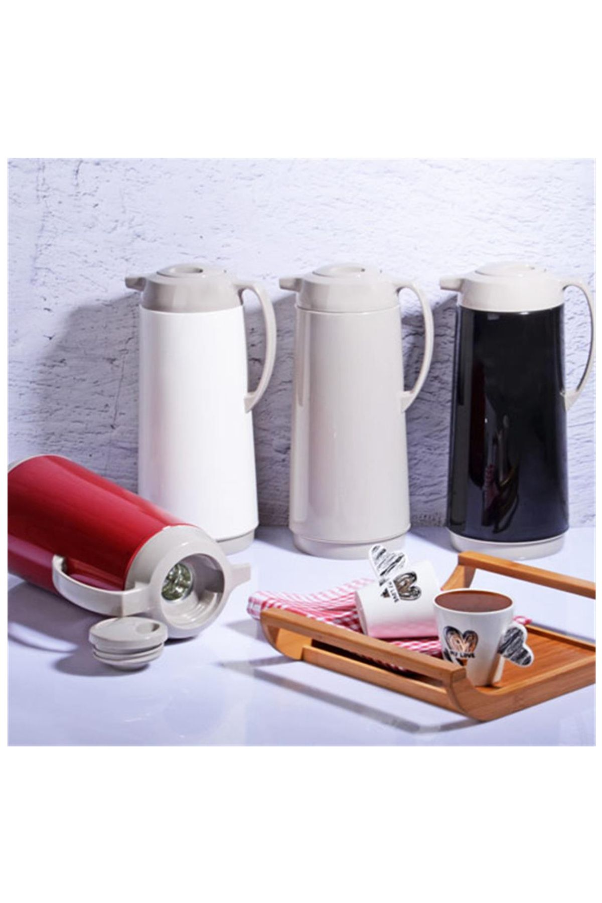 Shop58 Plastik Renkli Termos 1 Litre Karışık Renk