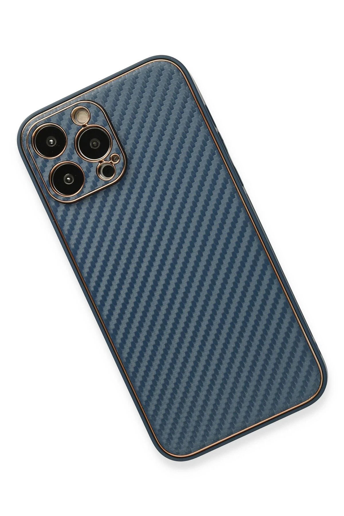 NewFace iPhone 13 Pro Kılıf Coco Karbon Silikon - Mavi SVLRS