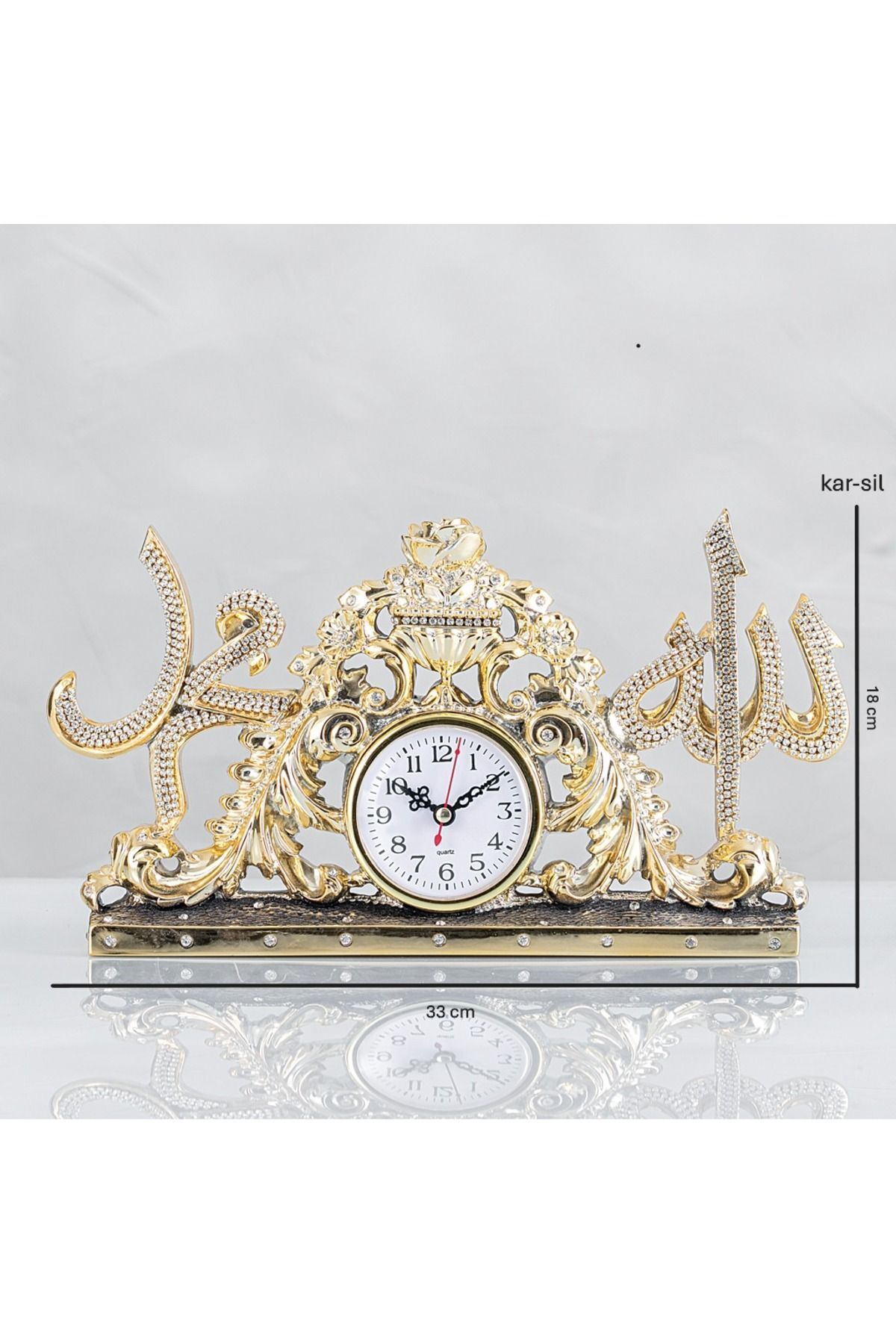 teknotrust Güllü Saat Lafızlar Altın (BOYUT: 33X18 CM) (TESCİLLİ MARKA)