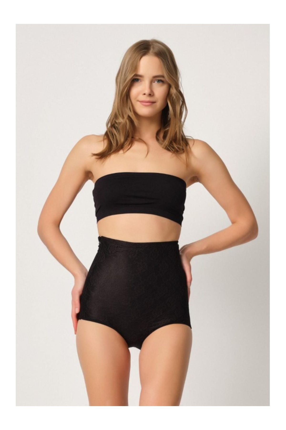kapsulavm SİYAH MI Emay 2842 Lazer Dantelli Slip Korse