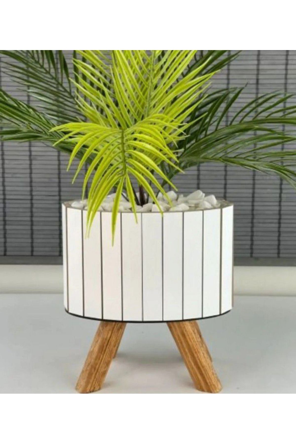 ANC Saksı 3mm mdf dekoratif beyaz ahşap ayaklı mini saksı