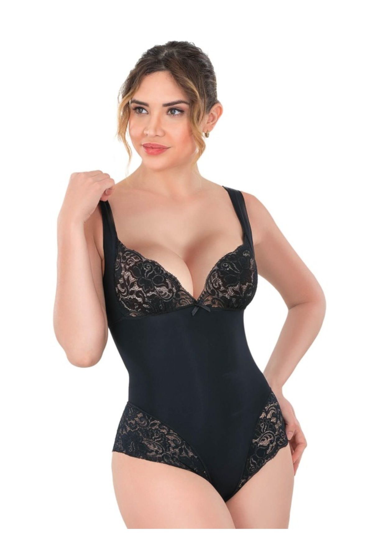 kapsulavm Si̇yah Mi Emay 2947 Dantelli Agraflı Body Korse