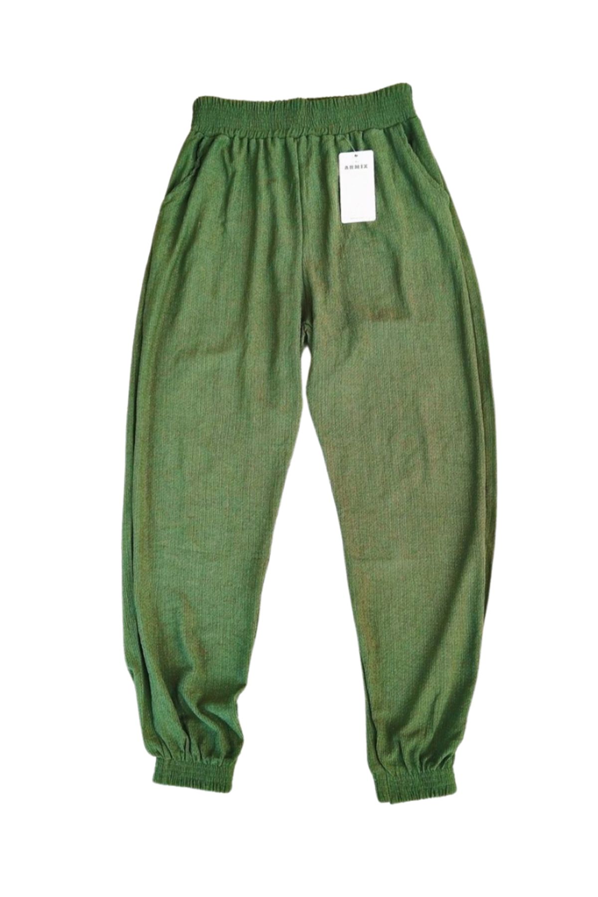 Shop58 Bürümcek Kumaş Büyük Beden Beli Lastikli Kadın Tayt Pantolon Lastikli Paça - Royaleks - R9