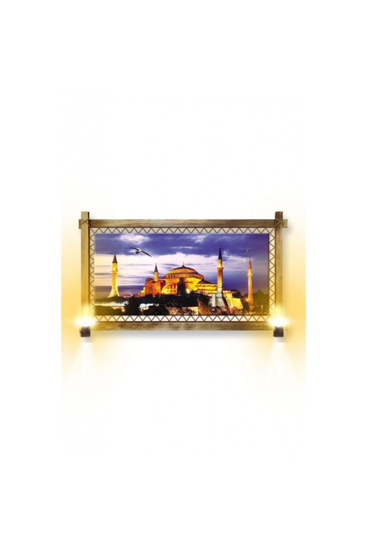 OK AKSESUAR Kanvas Camii Rustik Lambalı Tablo