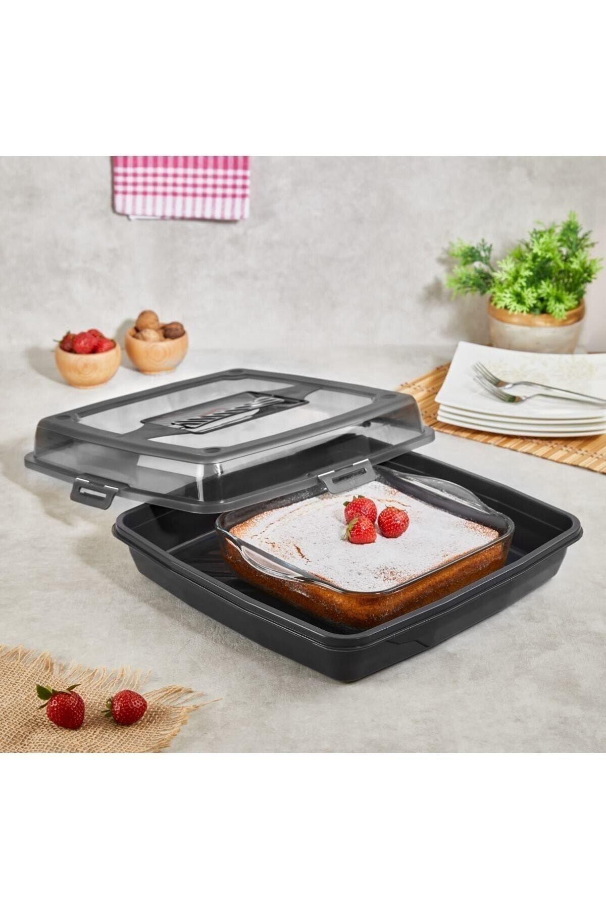 Shop58 Joy 4 Taraf Kilitli Kek Börek Borcam Saklama Kabı Royaleks-GP-131