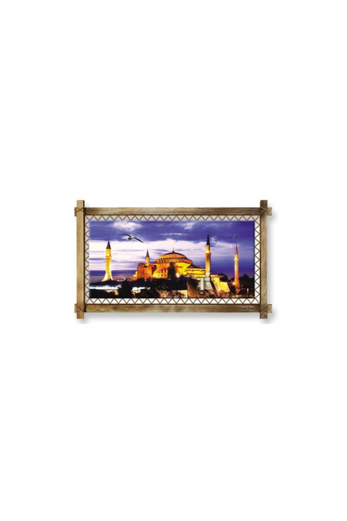 OK AKSESUAR Kanvas Camii Led Işıklı Rustik Tablo