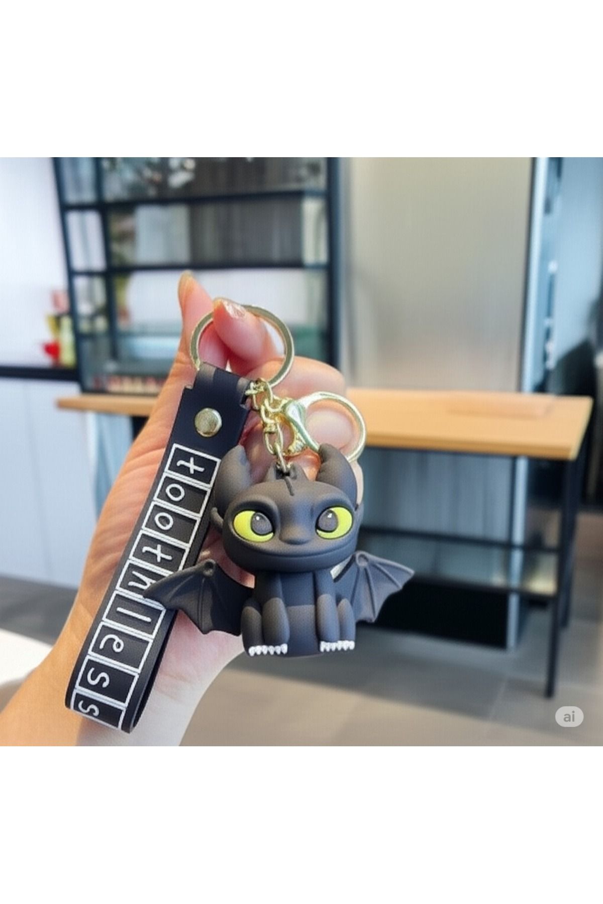 Mimi Aksesuar 3D Lüks Büyük Boy Toothless Ejderhanı Nasıl Eğitirsin Figür Slikon Anahtarlık Ve Çanta Aksesuarı