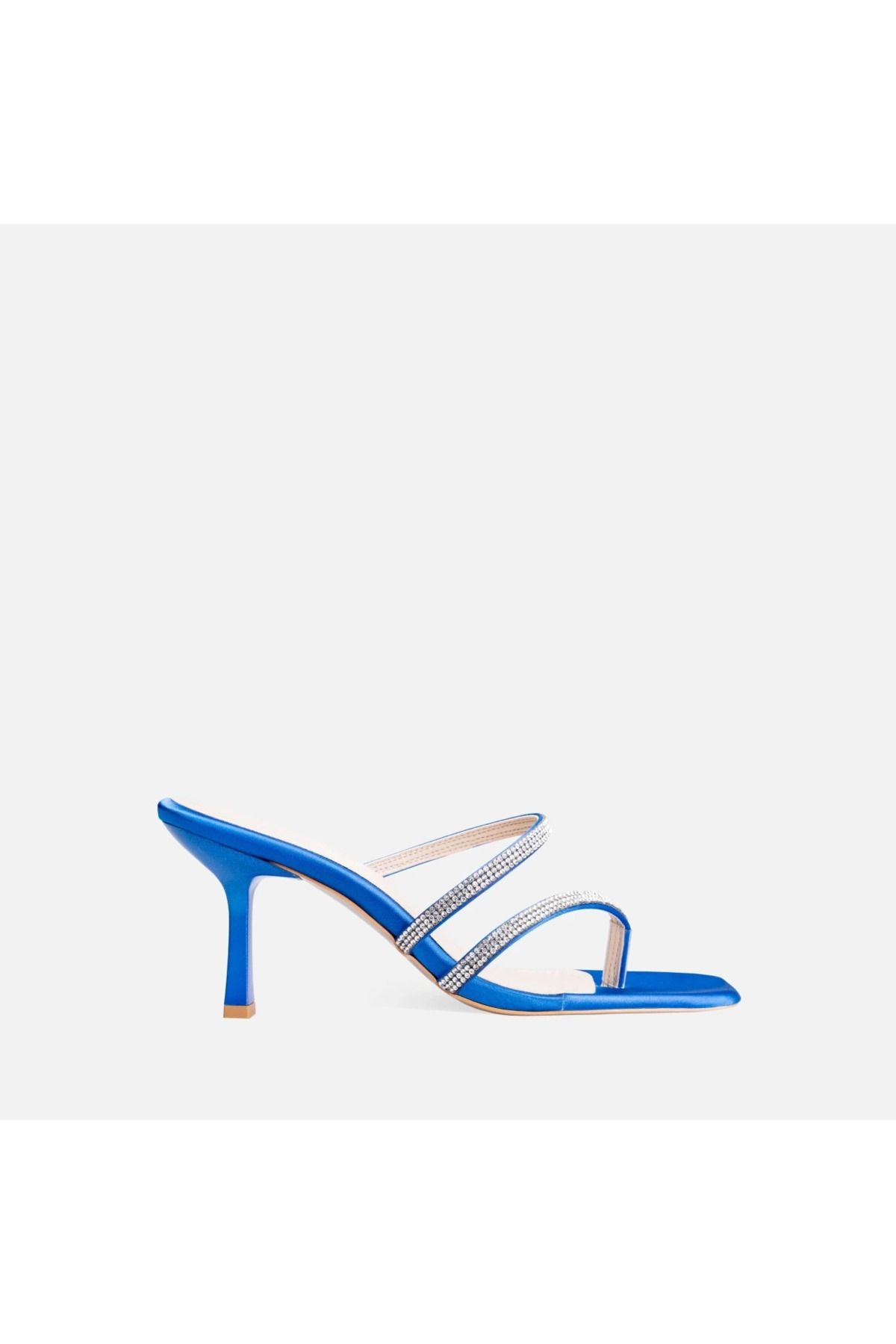 Shop58 Oyra Mavi Saten Topuklu Terlik