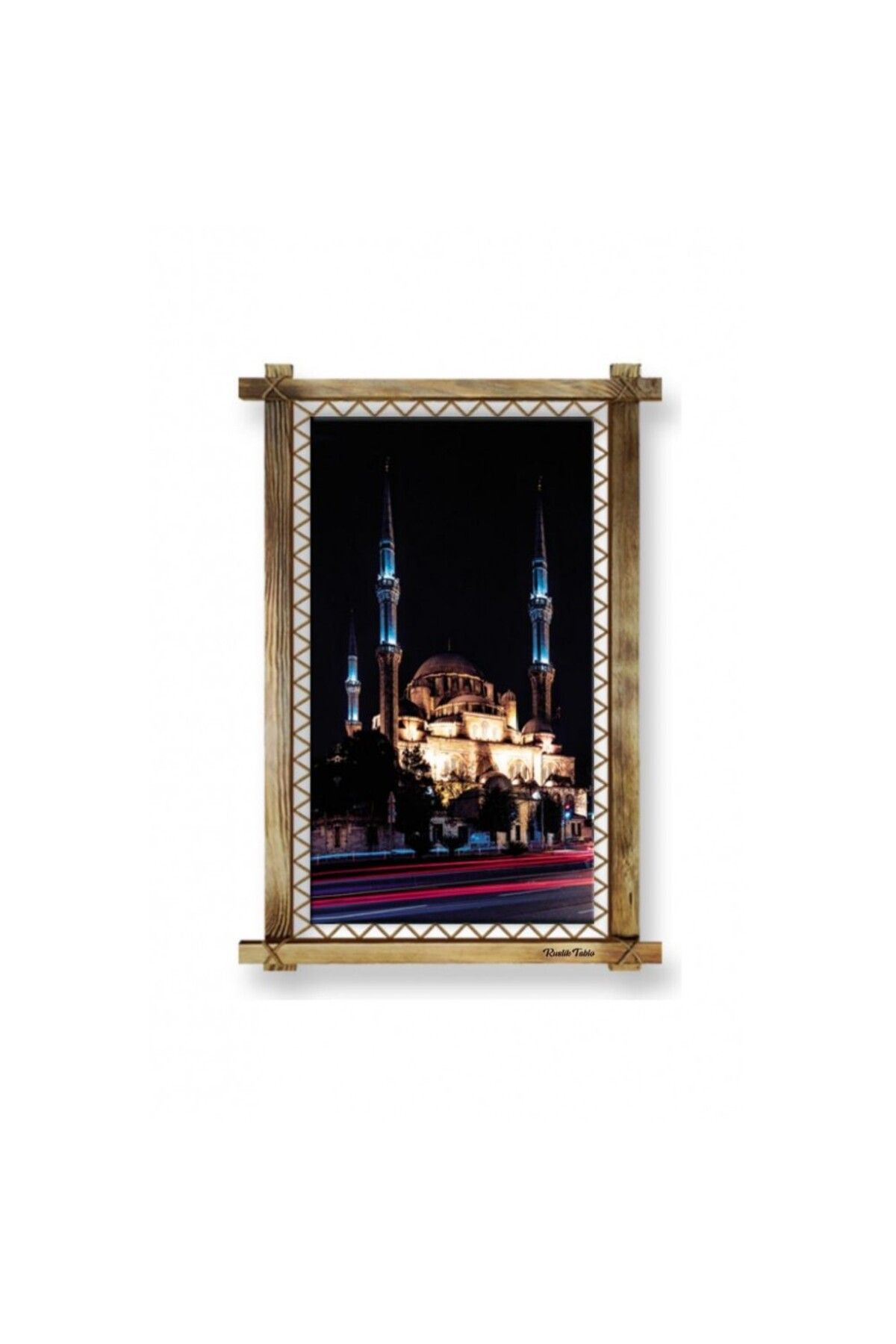 OK AKSESUAR Kanvas Camii Led Işıklı Rustik Tablo
