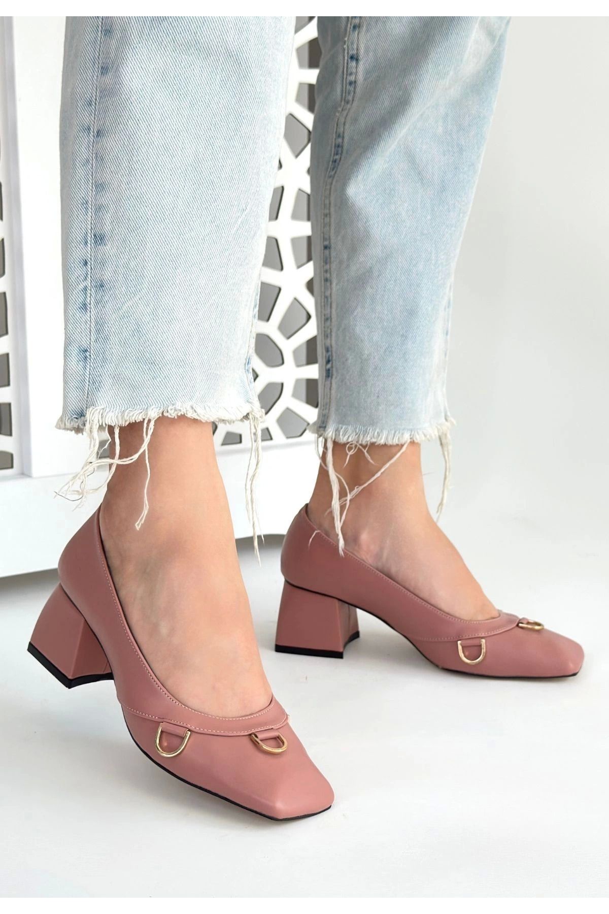 Shop58 Cande Pudra Cilt Topuklu Ayakkabı