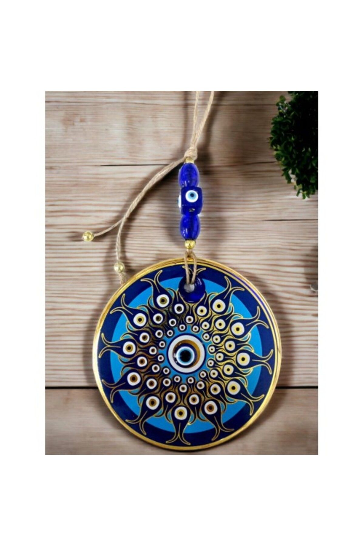Shop58 Dekoratif Desen Nazar Boncuklu Duvar Süsü Cam Duvar Dekoru