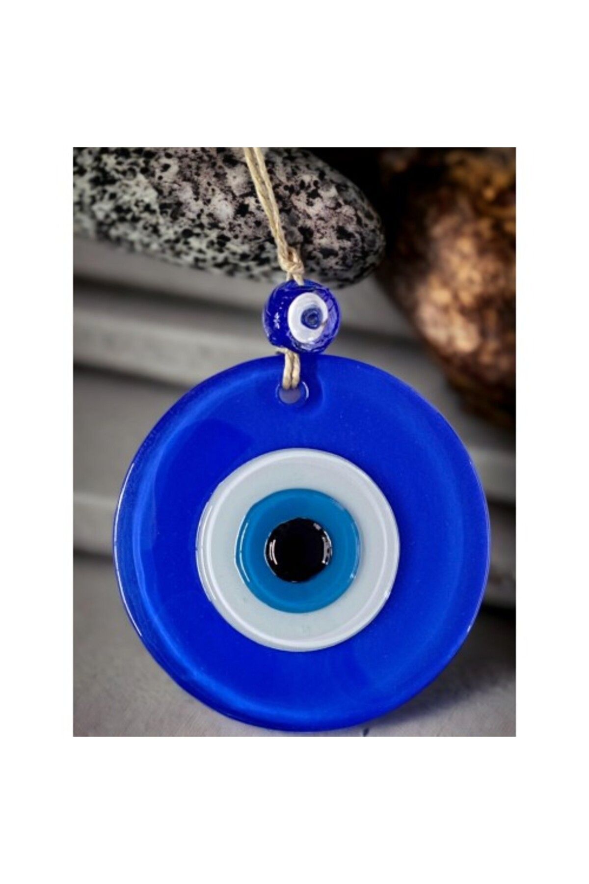 Shop58 Mavi Nazar Boncuklu Duvar Süsü 10 Cm Cam Duvar Dekoru
