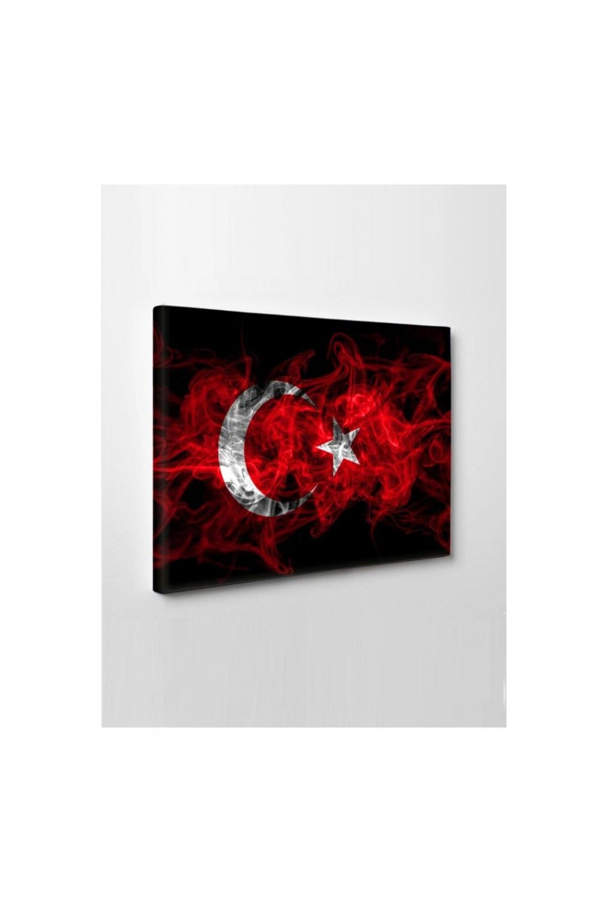 OK AKSESUAR Kanvas Tablo Türk Bayrağı (Kırmızı Beyaz) Led Işıklı