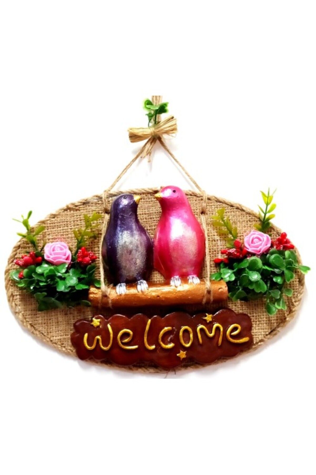 Shop58 Kuş Tasarımlı Welcome Yazılı Kapı Süsü