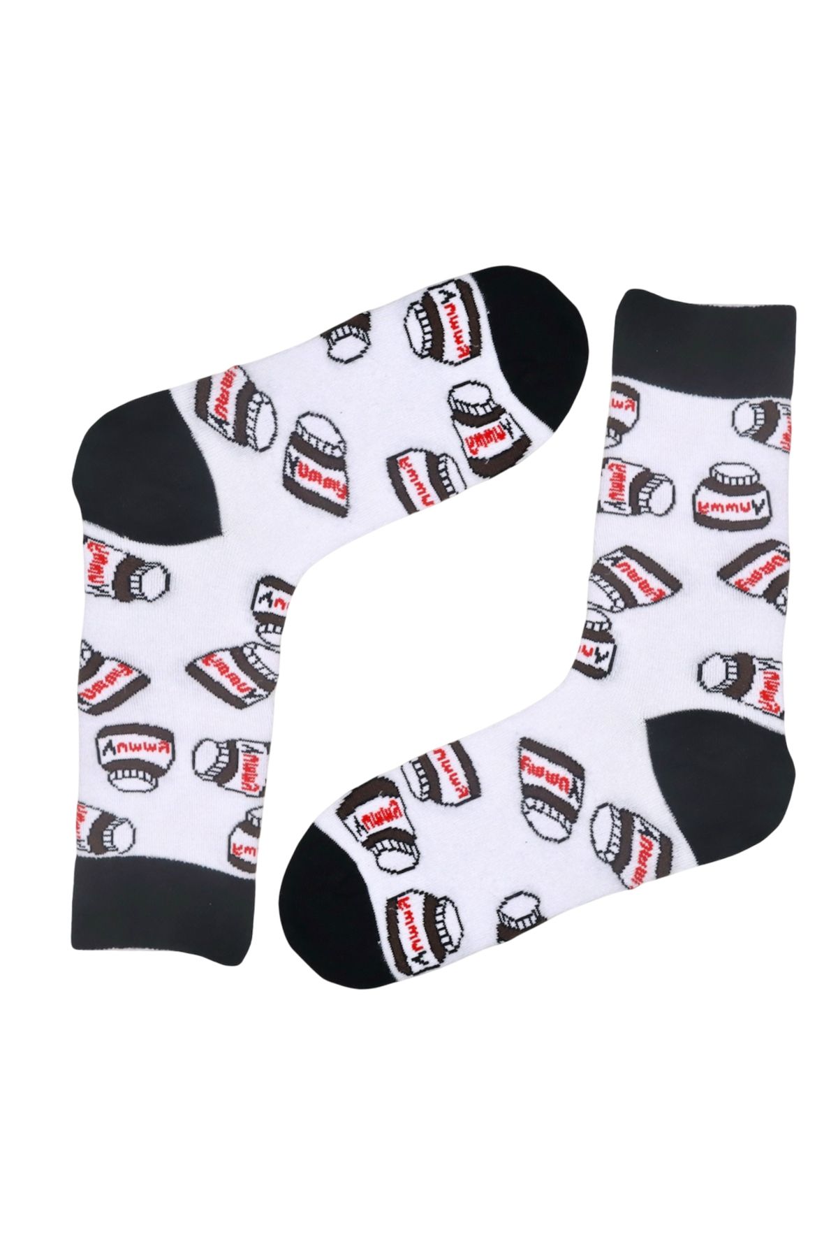 MiaSocks Beyaz Nutella Desenli çorap
