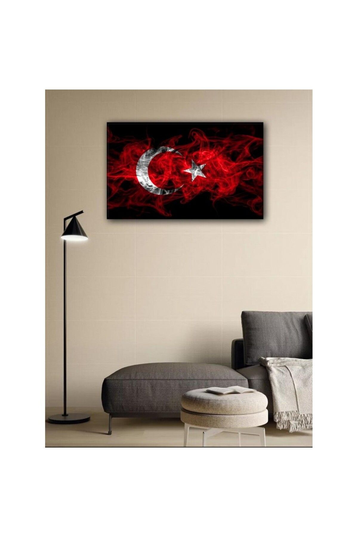 OK AKSESUAR Kanvas Tablo Türk Bayrağı (Kırmızı Beyaz)