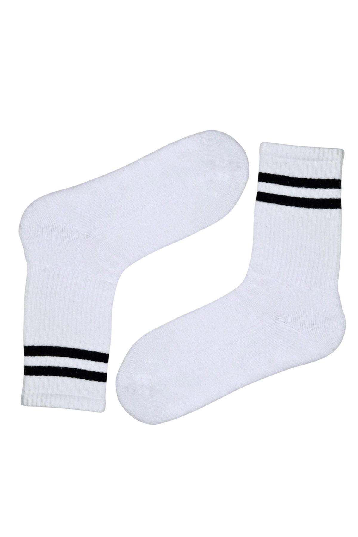 MiaSocks Beyaz-Siyah Şerit Desenli Çorap