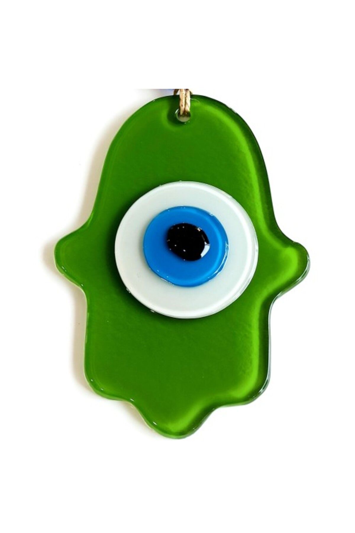 Shop58 Nazar Boncuklu Çimen Yeşili Renginde Fatma Ana Bereket Eli Cam Duvar Süsü