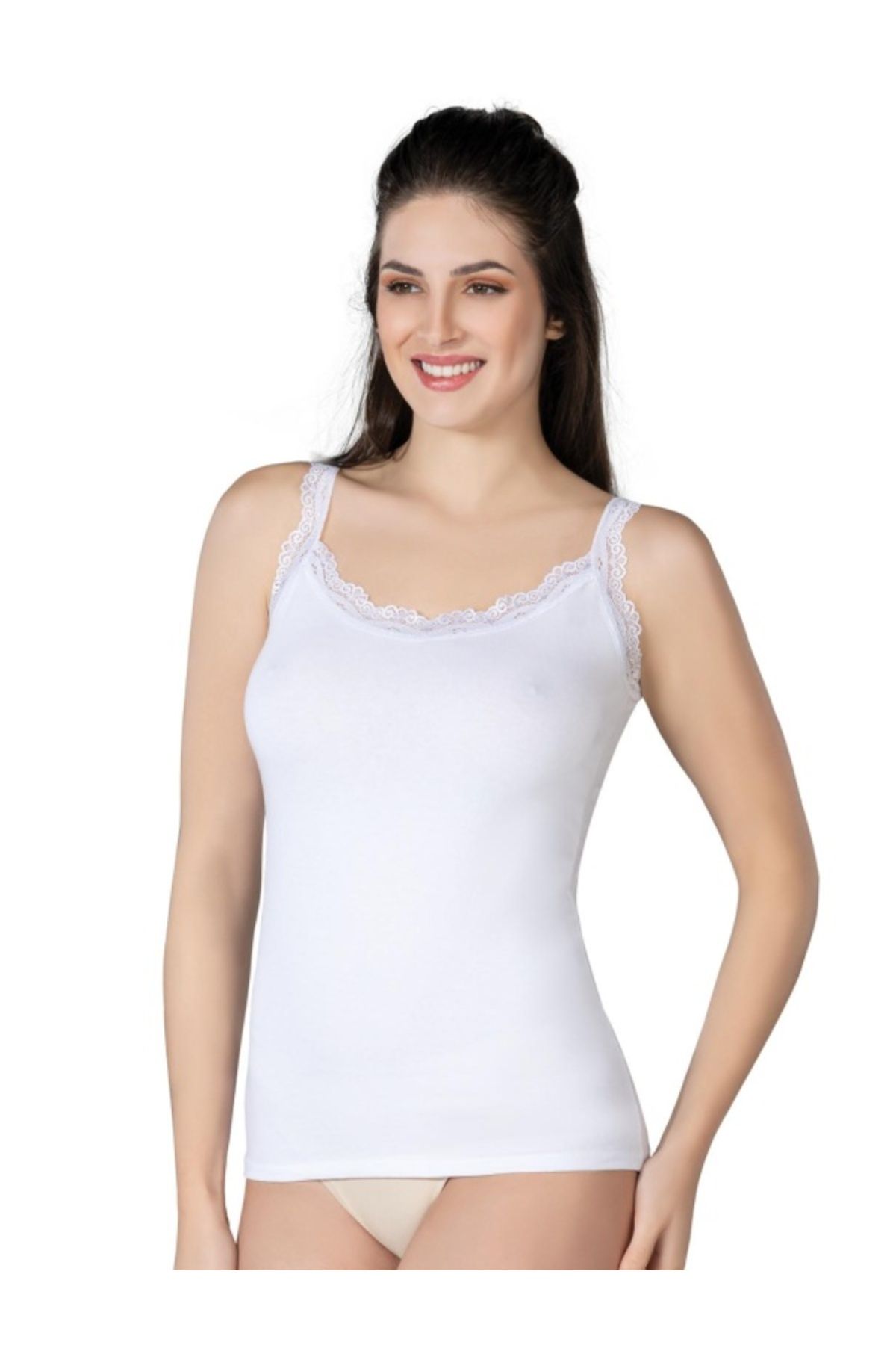 kapsulavm BEYAZ MI Emay 1411 Modal Cotton Dantelli Atlet