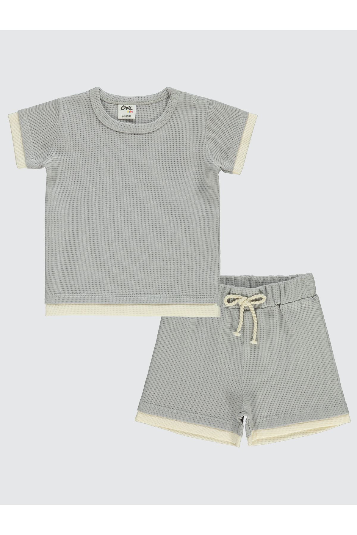 Civil Baby Erkek Bebek Şortlu Takım 6-18 Ay Gri