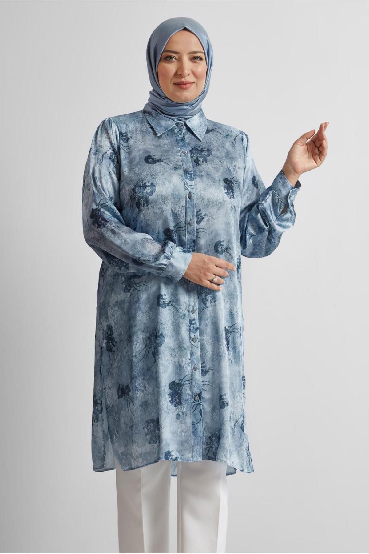 Alvina DESENLİ SATEN TUNİK 20738