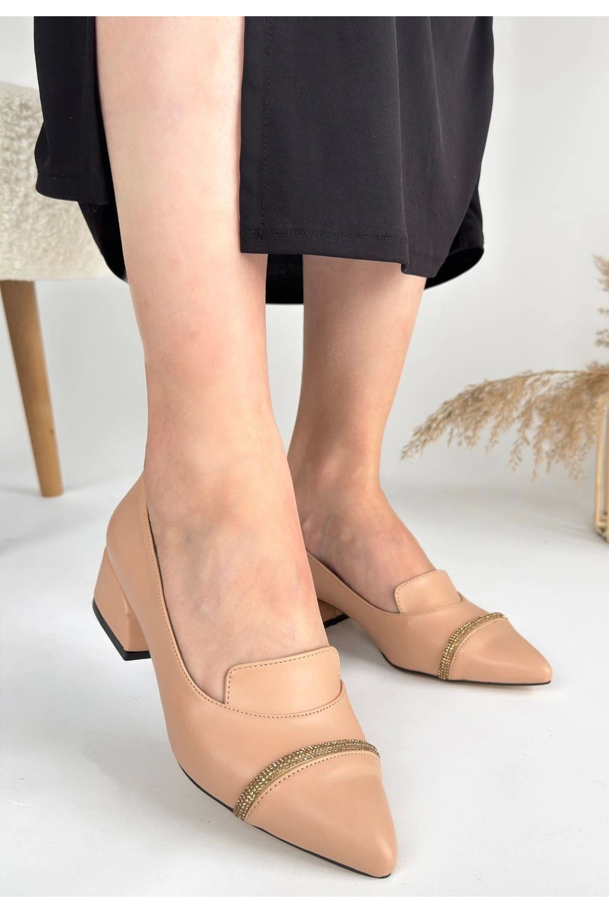 Shop58 Liina Nude Cilt Topuklu Ayakkabı