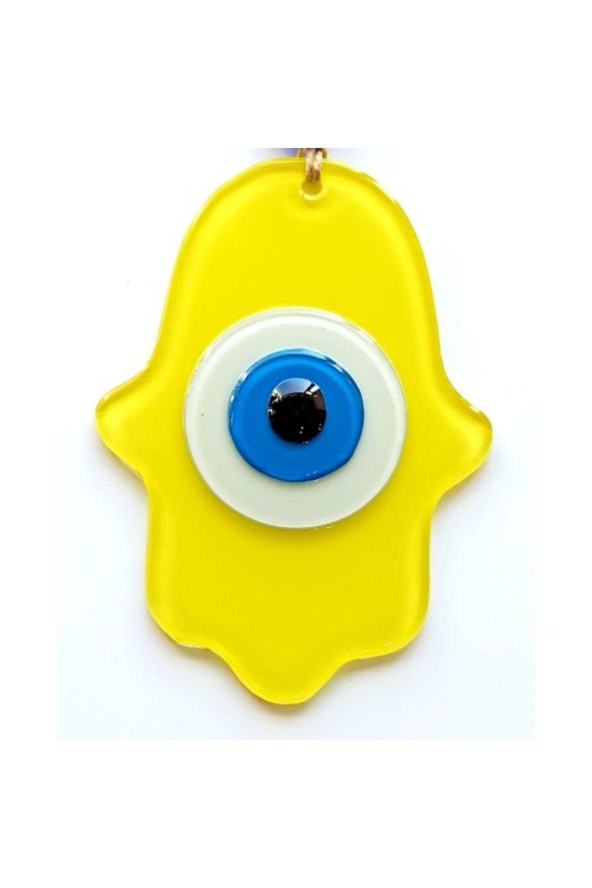Shop58 Nazar Boncuklu Sarı Fatma Ana Bereket Eli Cam Duvar Süsü