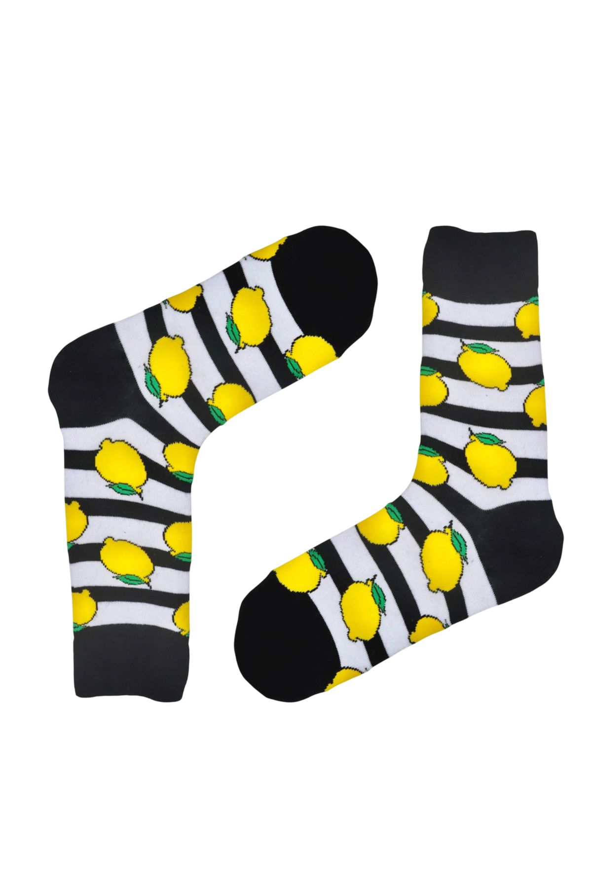 MiaSocks Siyah-Sarı Limon Desenli Çorap