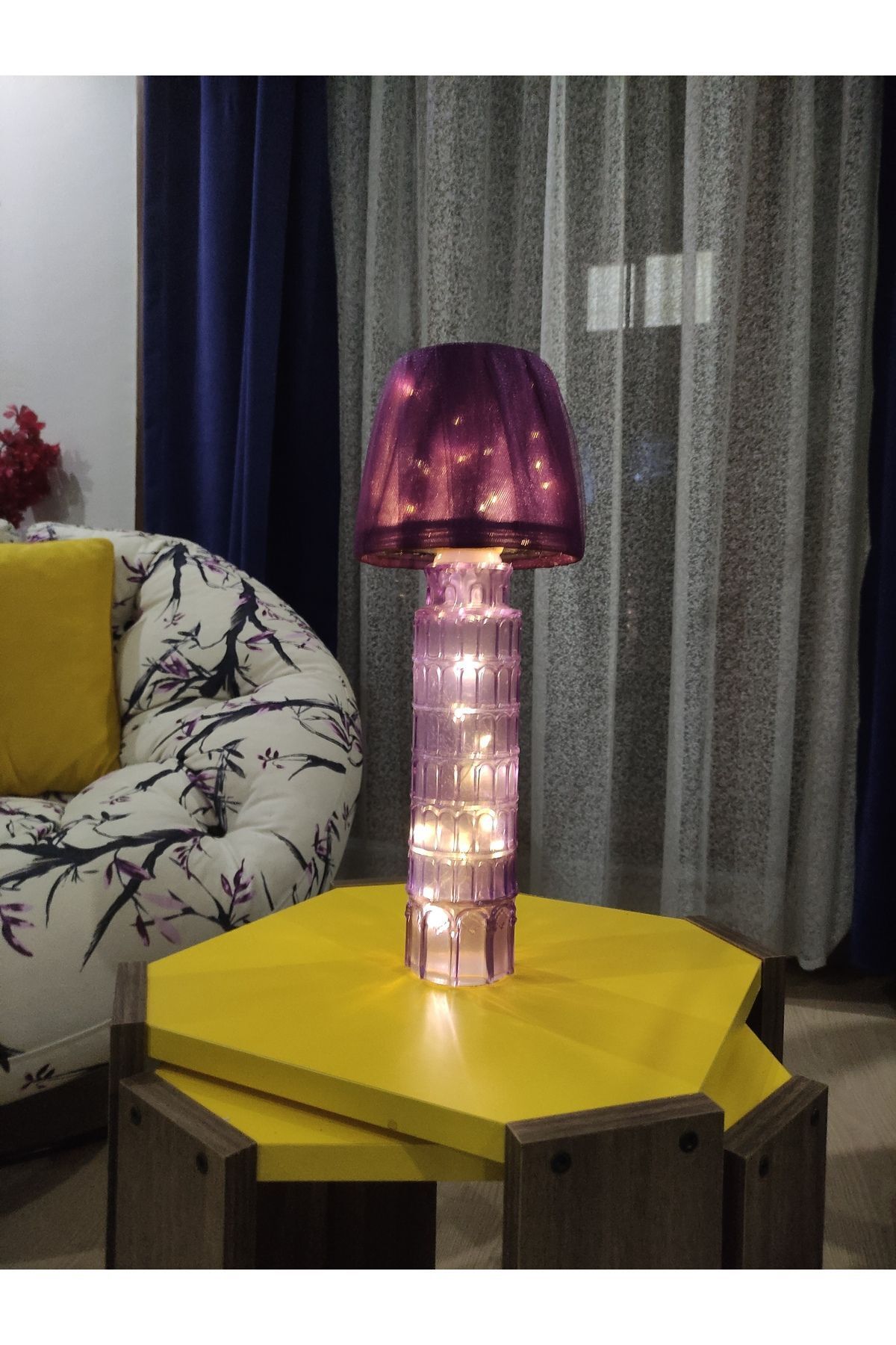 teknotrust Pisa Kulesi Cam Şişe Abajur , Aydınlatma Peri Led Gece Lambası