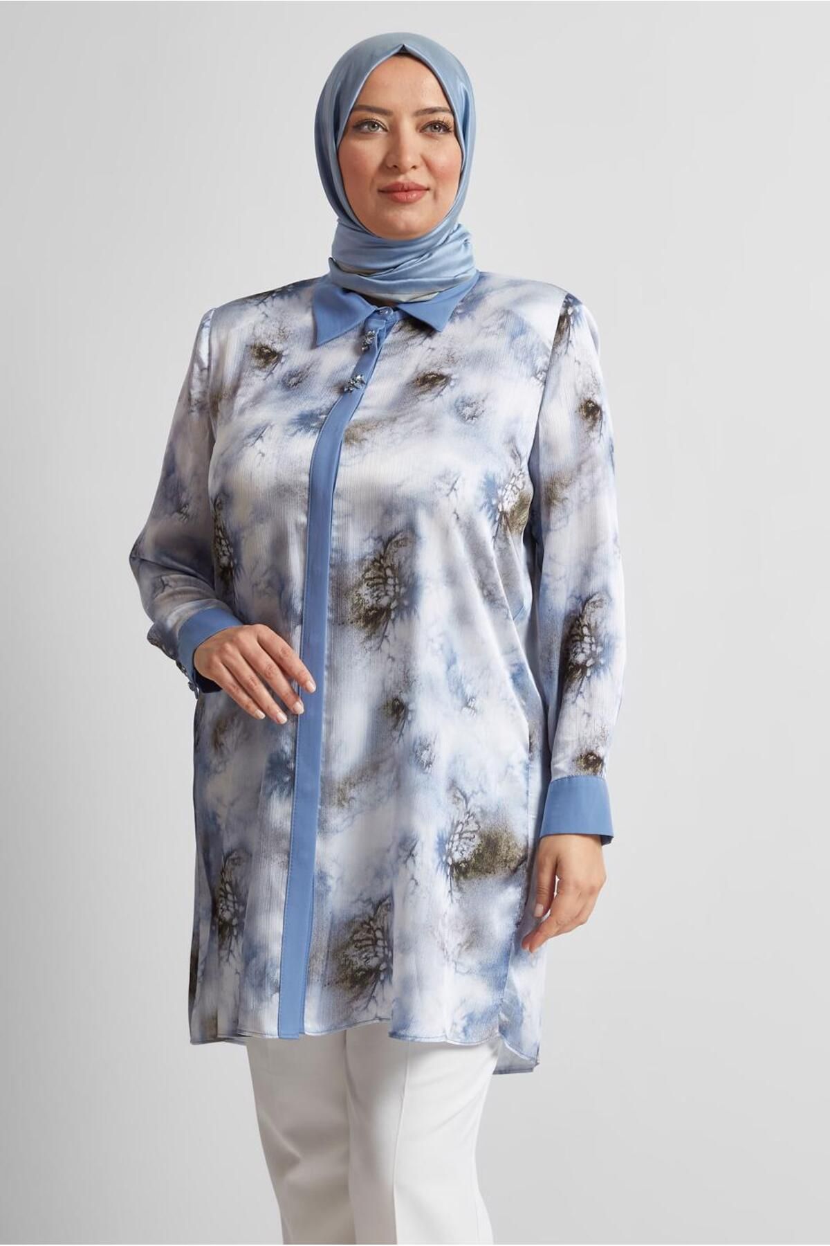 Alvina DESENLİ SATEN TUNİK 20743