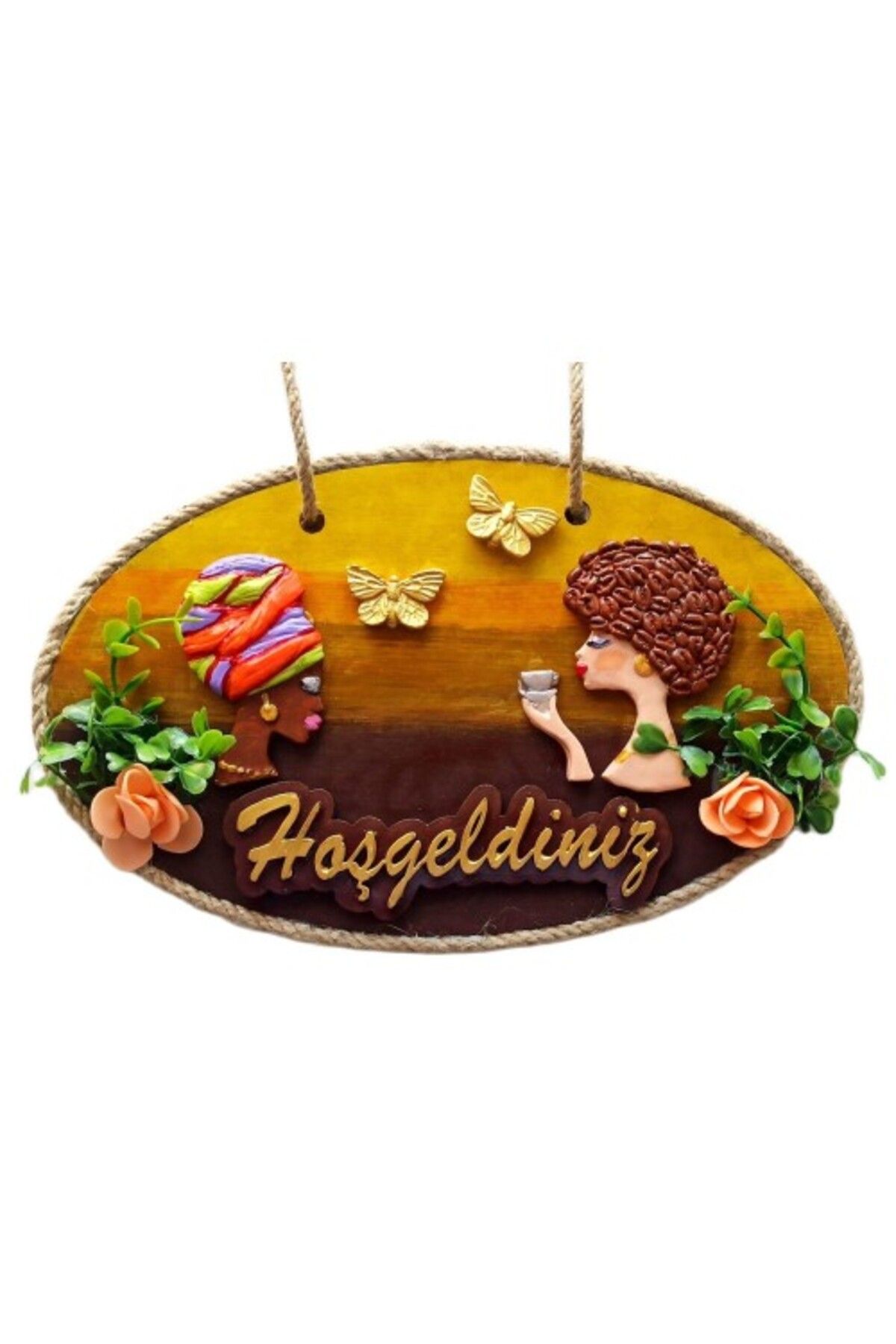 Shop58 Keyifli Kadınlar El Yapımı Hoşgeldiniz Yazılı Kapı Süsü