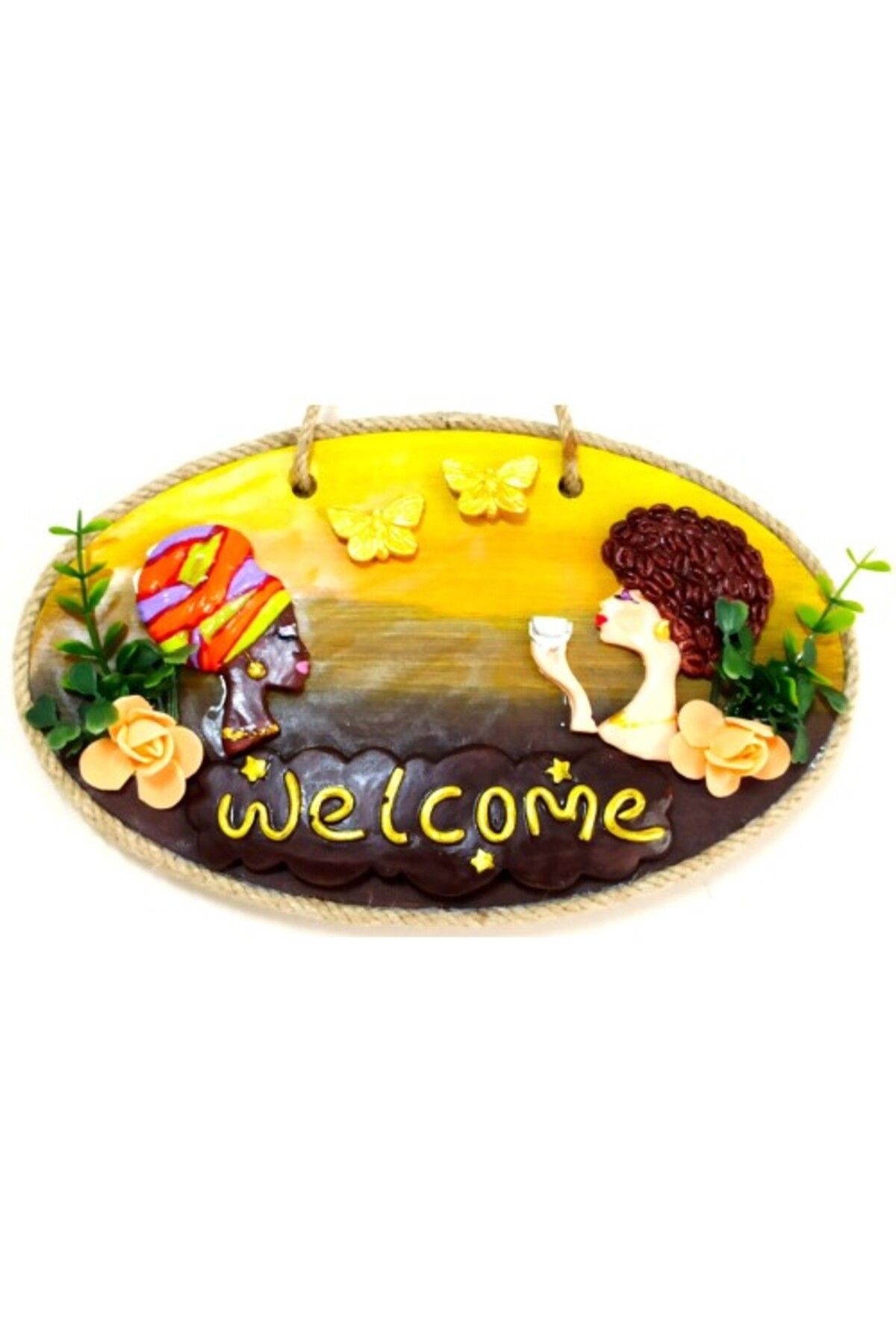 Shop58 Keyifli Kadınlar El Yapımı Welcome Yazılı Kapı Süsü