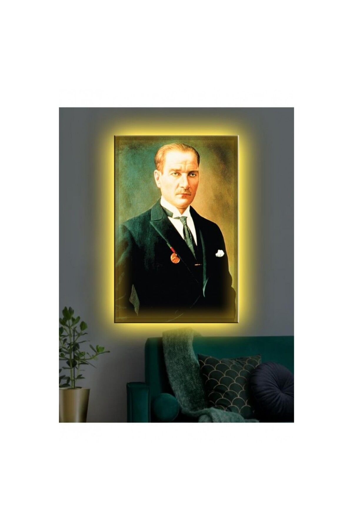OK AKSESUAR Kanvas Tablo Atatürk Su (EvOfisHediyelik) Led Işıklı