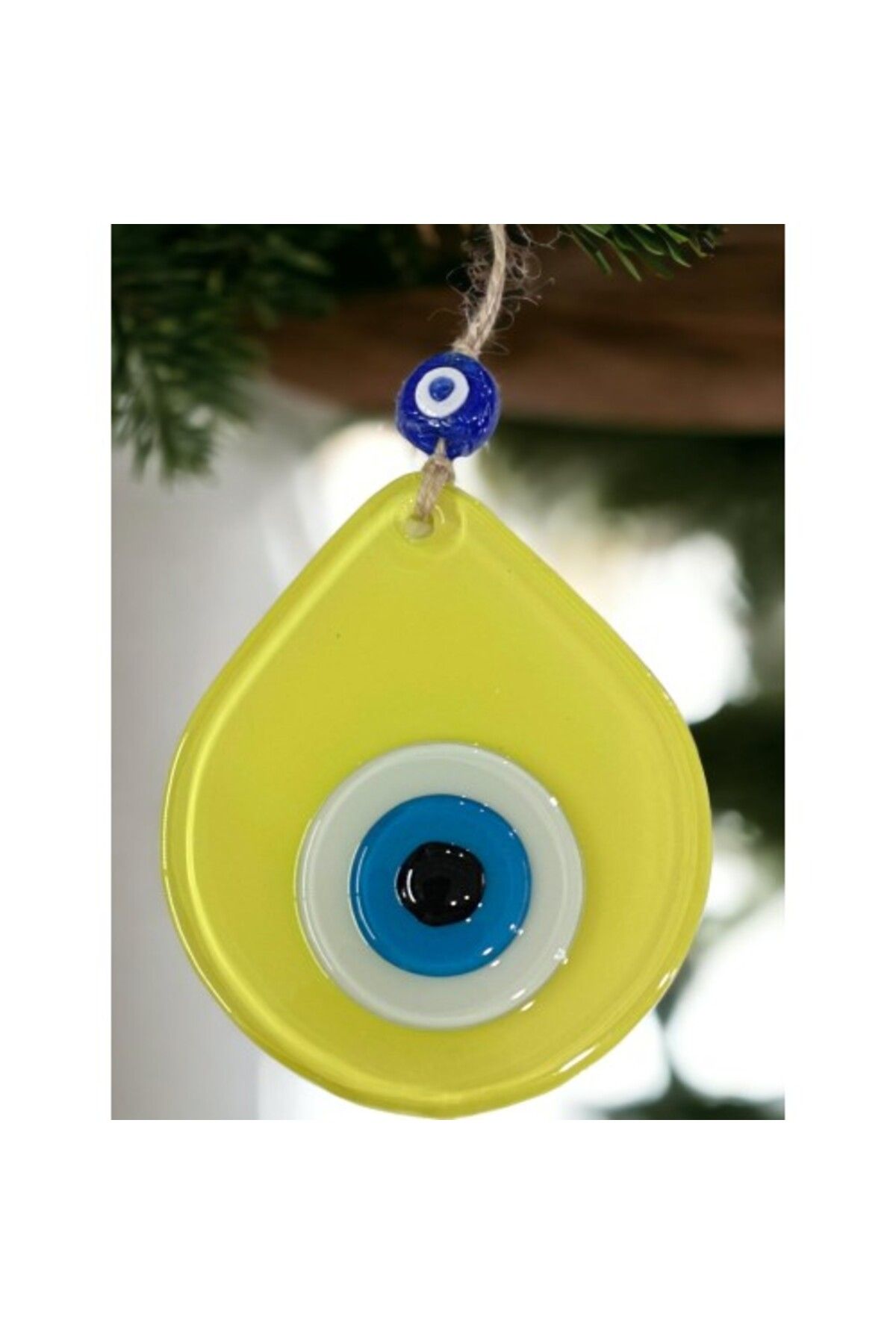 Shop58 Orta Boy Sarı Damla Desen Nazar Boncuklu Duvar Dekoru Cam Duvar Süsü