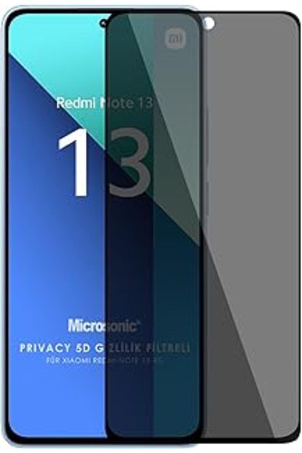 Pİ GLOBAL Microsonic Xiaomi Redmi Note 13 4G Privacy 5D Gizlilik Filtreli Cam Ekran Koruyucu Siyah