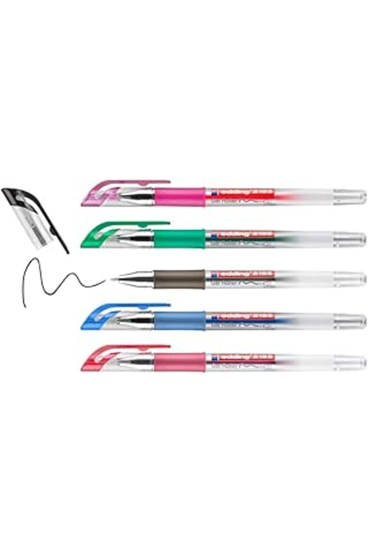 jupiter global bazaar Edding 2185 Jel Roller - Siyah, Kırmızı, Mavi, Yeşil, Pembe - 5 Kalem - 0,7 Mm