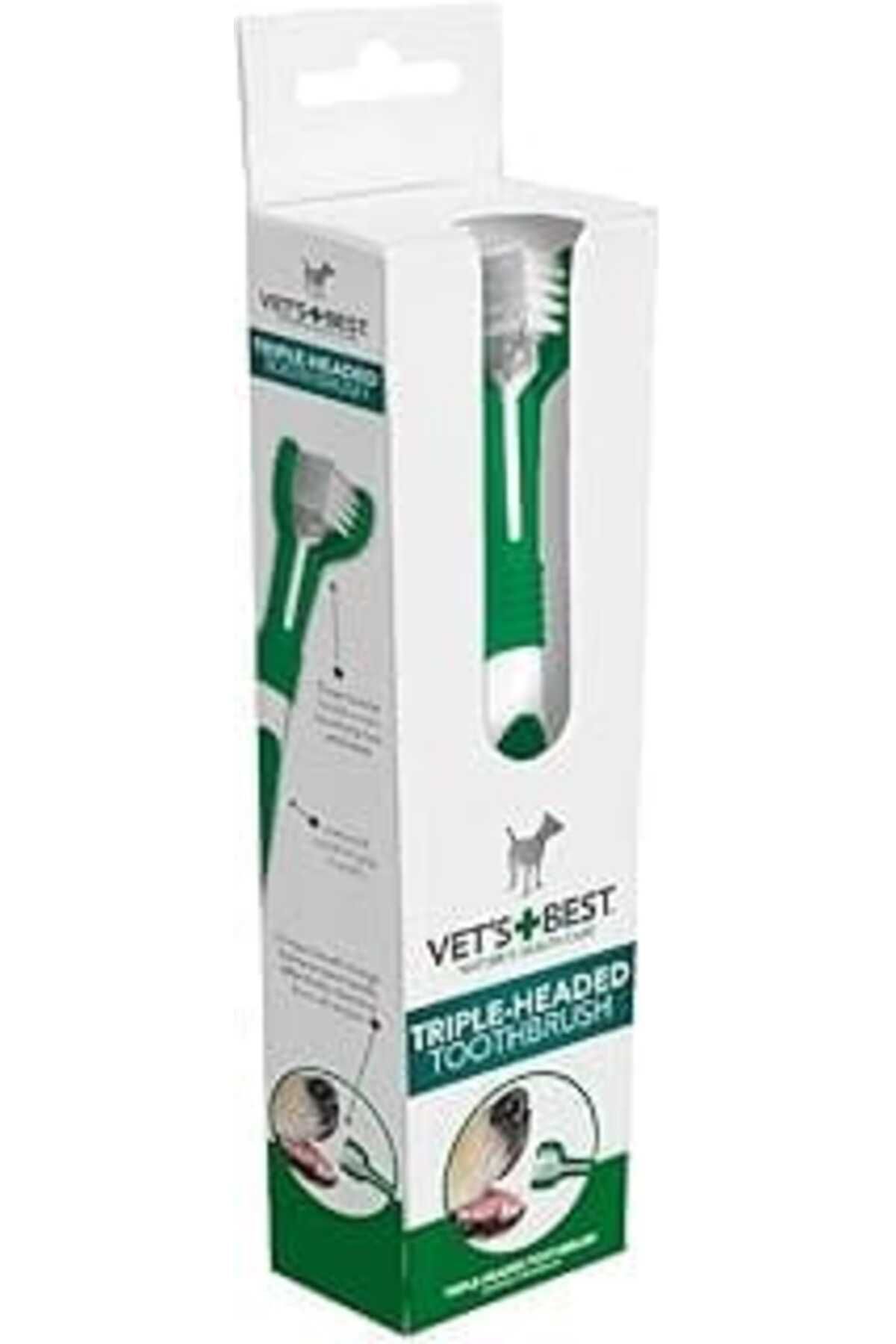 Mu Art Ahşap Vet's Best Köpekler Için 3 Başlıklı Diş Fırçası