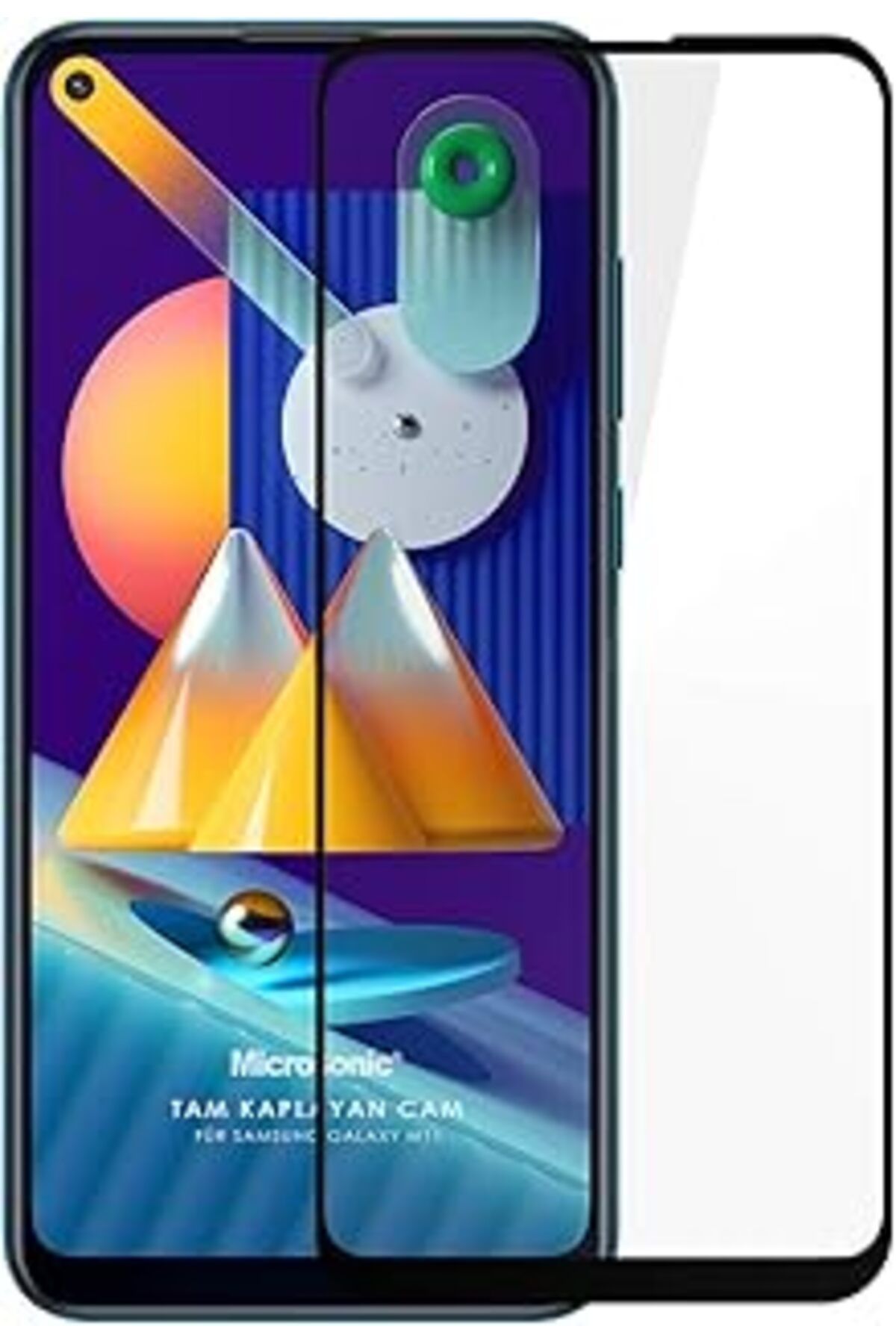Pazarcan Microsonic Samsung Galaxy M11 Tam Kaplayan Temperli Cam Ekran Koruyucu Siyah