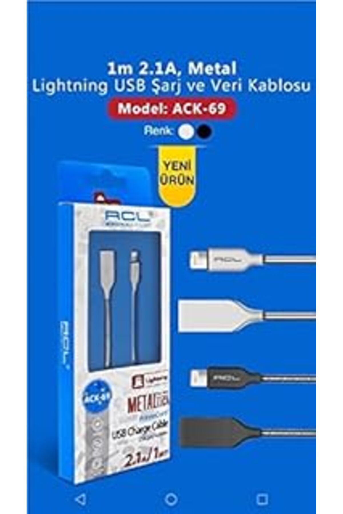 Roses Store Acl 2.1A 1M Metal Lightning Kablo