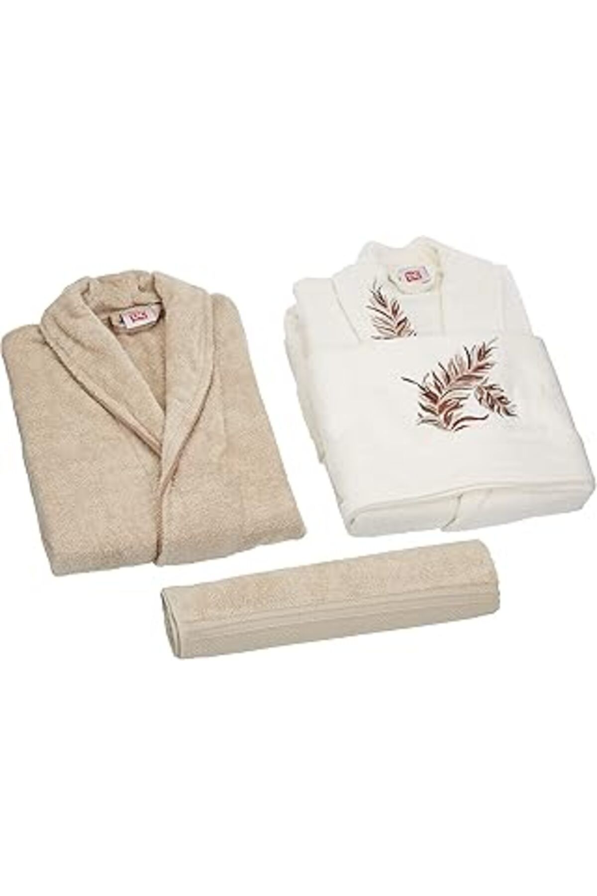 NZM TİCARET Taç Soft Bamboo Lina Çift Kişilik Bambu Aile Seti Ekru-Camel