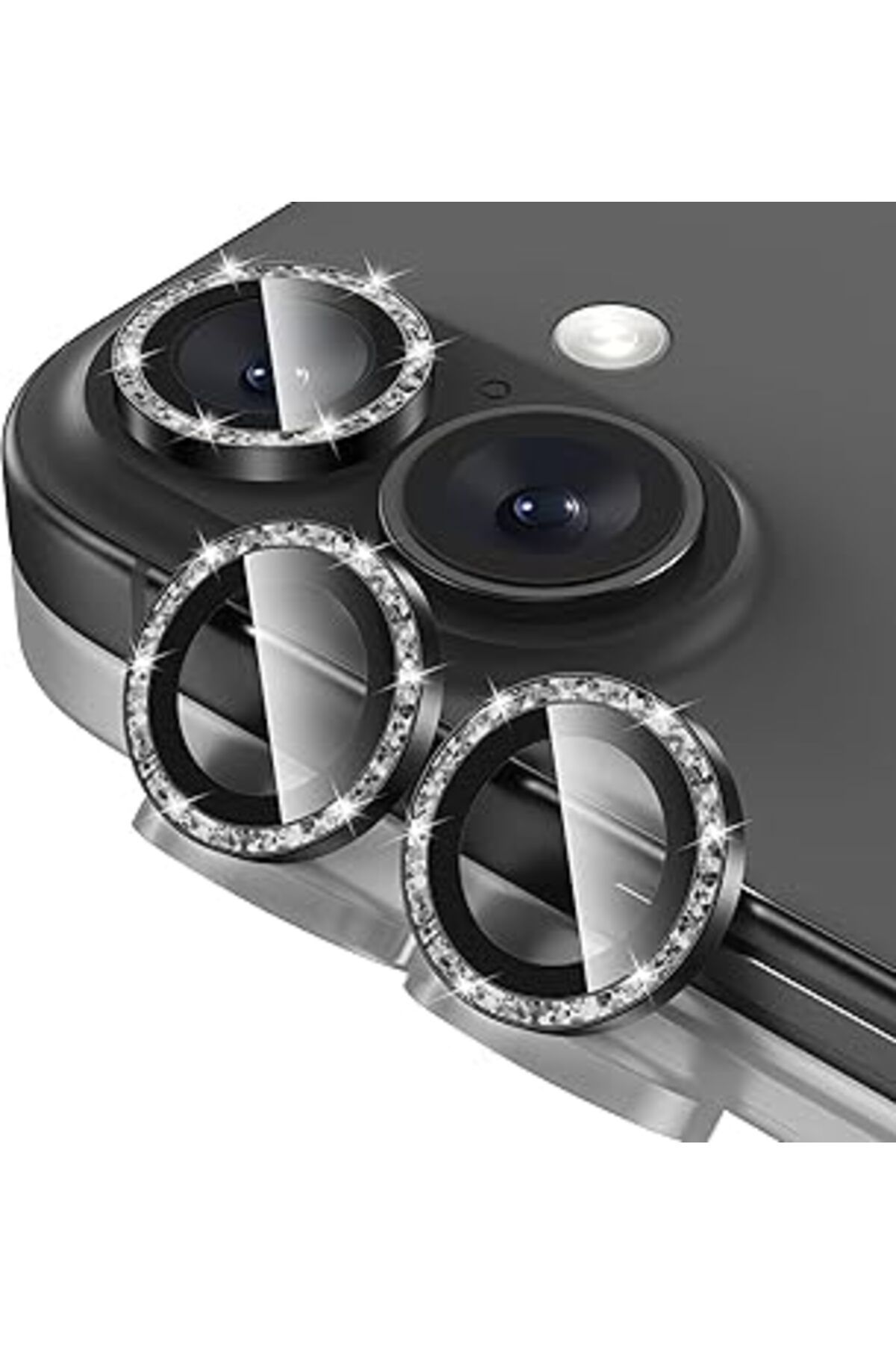 Karachil Happy Trend Iphone 16 / Iphone 16 Plus Taşlı Lens Koruyucu Premium Kalite Ve Görünüm Siyah Black