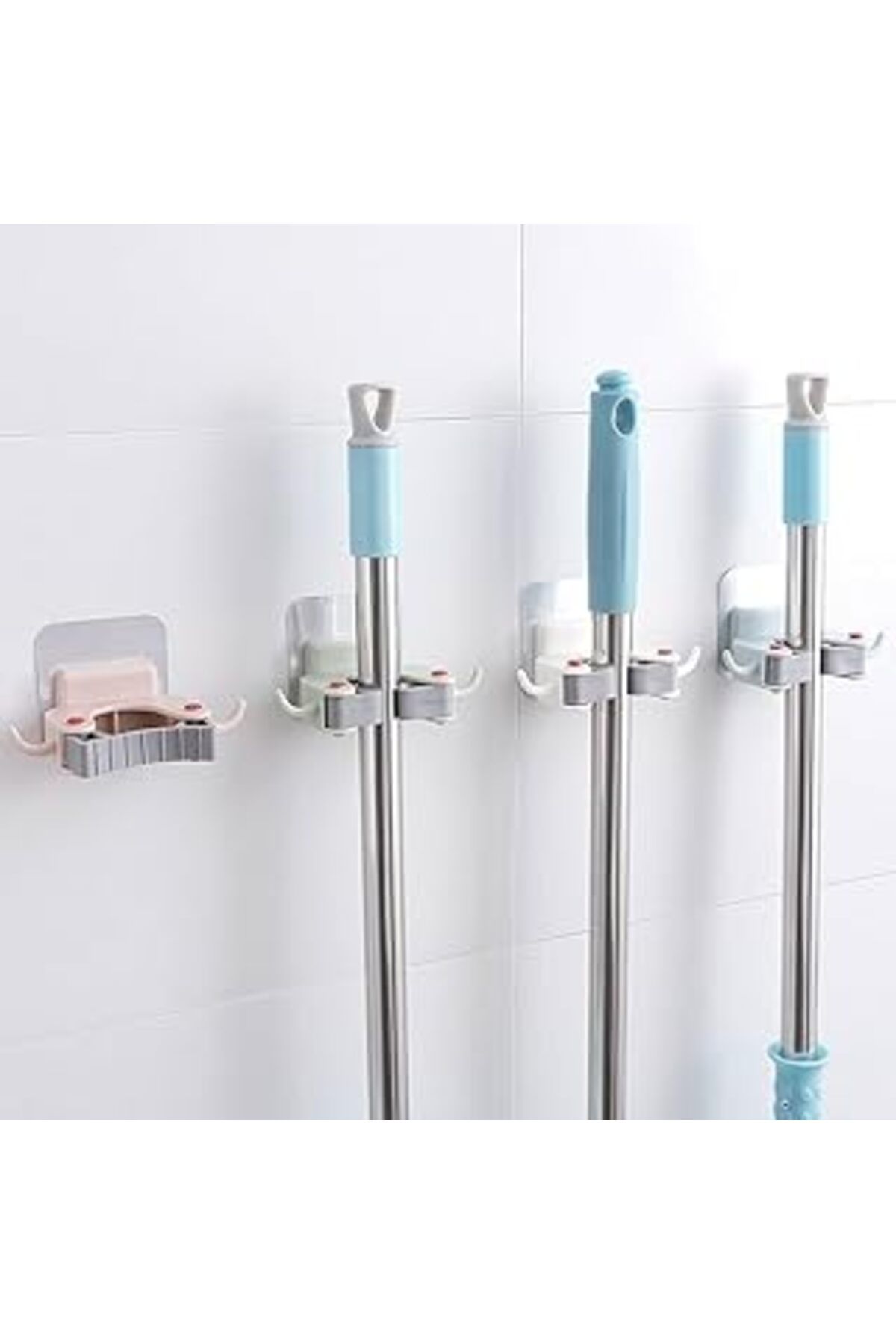 NZM TİCARET Noksi Paspas,Süpürge,Fırça Ve Mop Askısı-Sap Tutucu-Mutfak Ve Banyo Askısı (İkili) (Nks130-2)